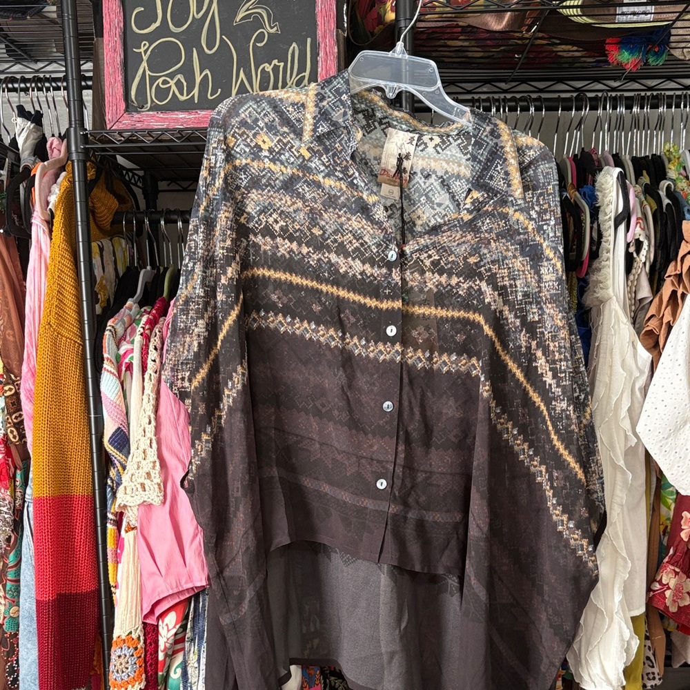 NWT Da-Nang Patterned Black and Brown Women's Top